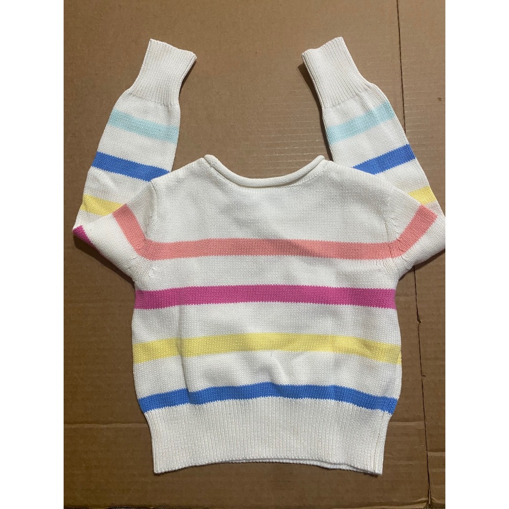 Gap Kids Girls Sweater White Multi Long Sleeve Stripe Cotton Knit XS 4/5 NWT - Picture 6 of 6
